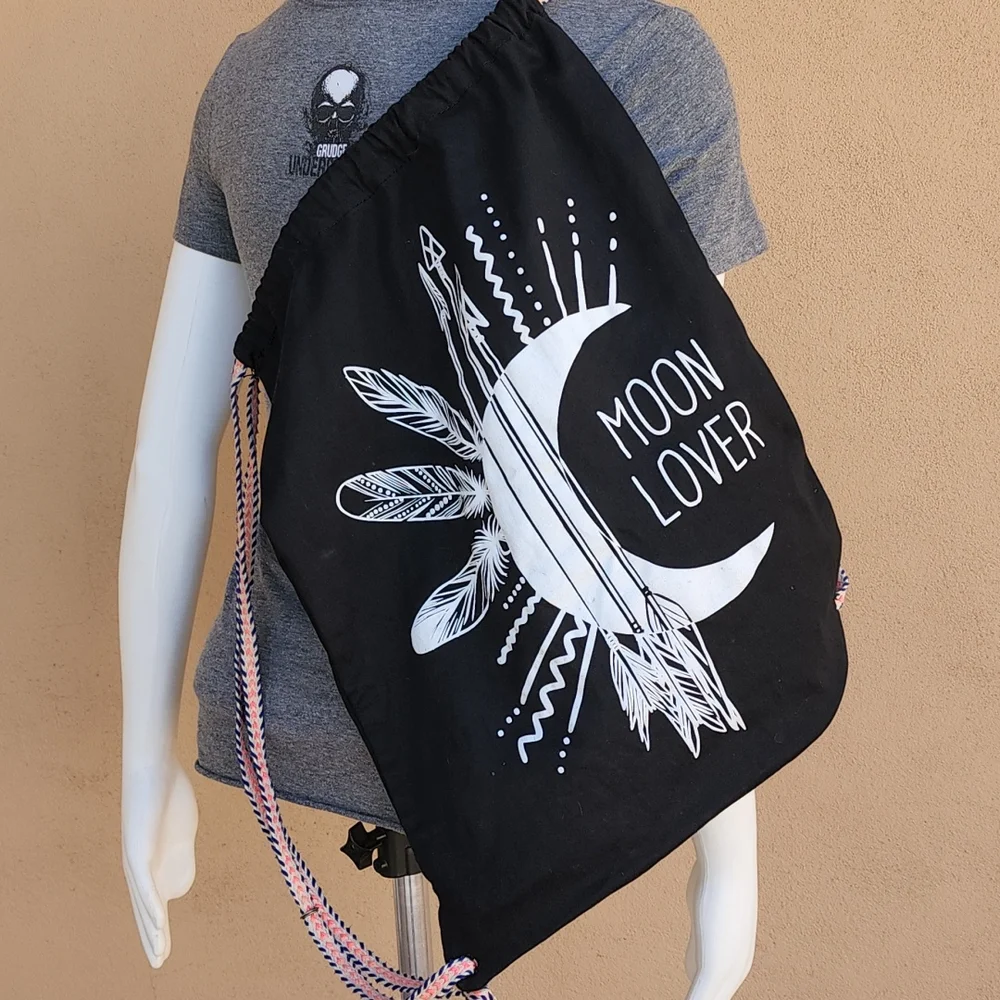 VINTAGE MOON LOVER Cotton Sling Bag Backpack Boho Hippie Festival Travel